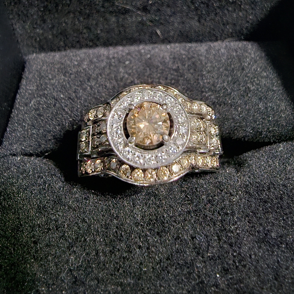 Levian Brown and White Diamond Ring, White Gold